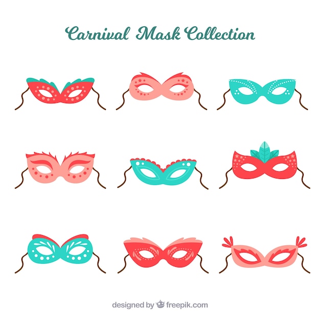 Free Vector flat carnival mask collection