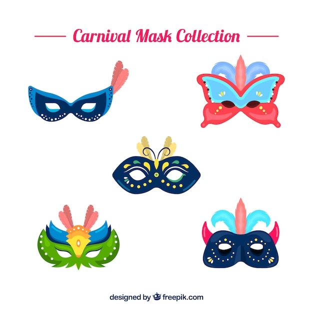 Free Vector flat carnival mask collection