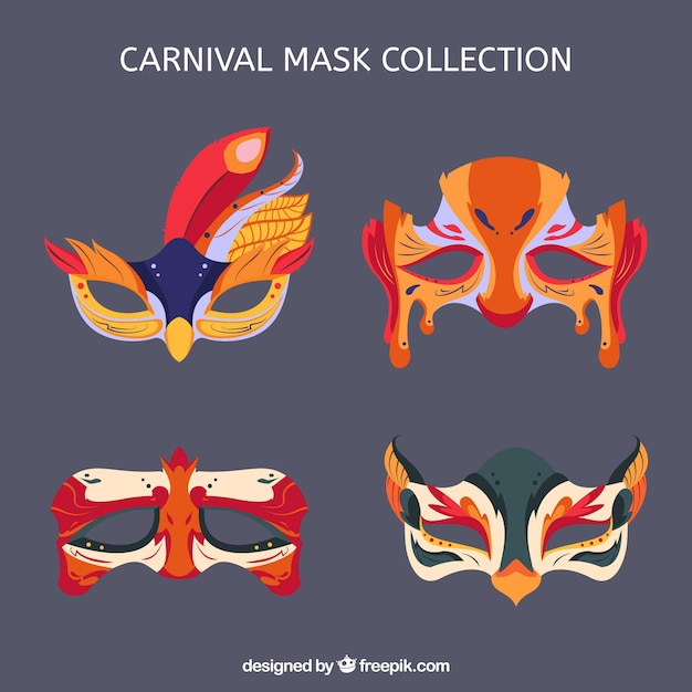 Free Vector flat carnival mask collection