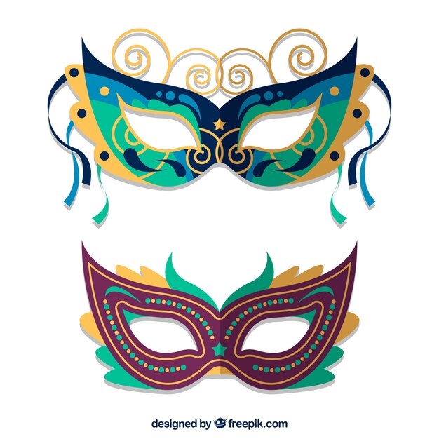 Flat carnival mask collection