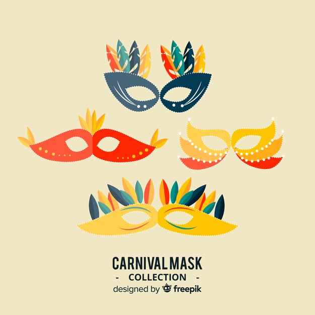 Flat carnival mask collection