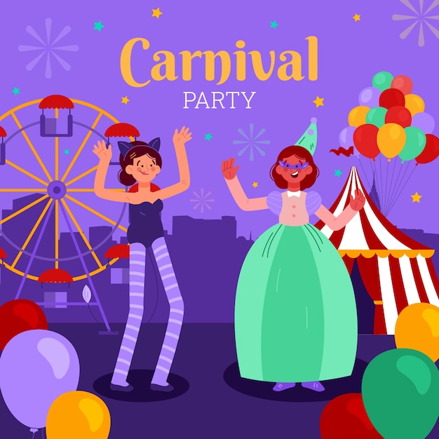 Free Vector flat carnival party illustration