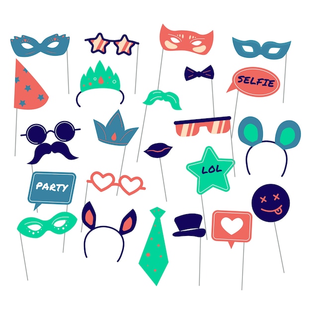 Free Vector flat carnival party photo booth collection