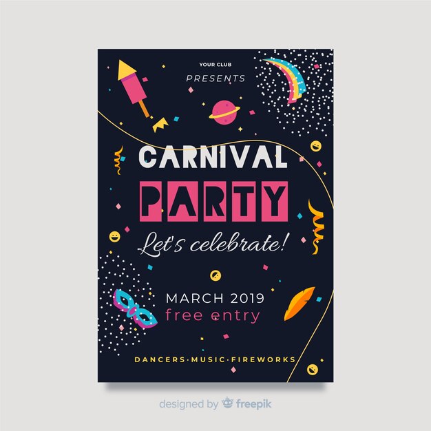 Flat carnival party poster