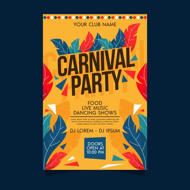 Flat carnival party poster