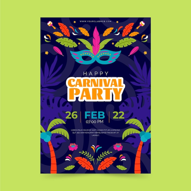 Flat carnival party vertical poster template