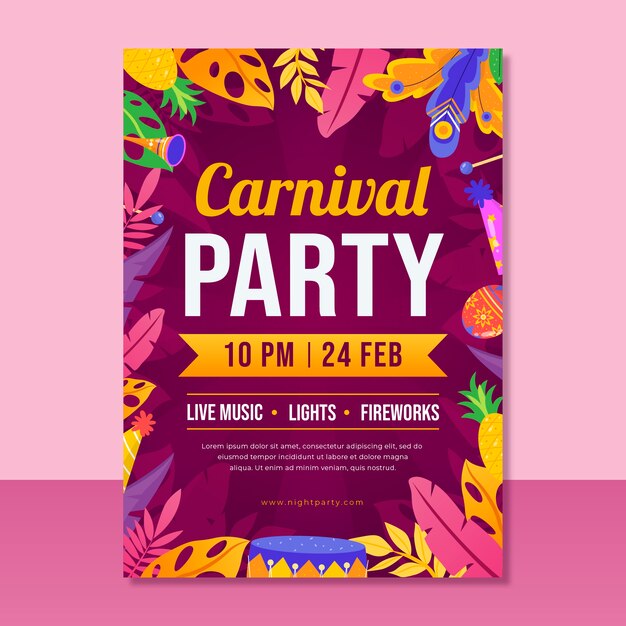 Flat carnival party vertical poster template