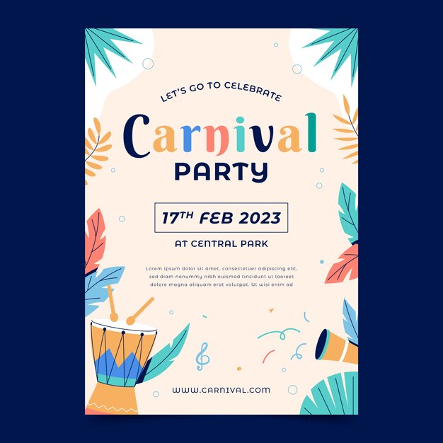 Flat carnival party vertical poster template