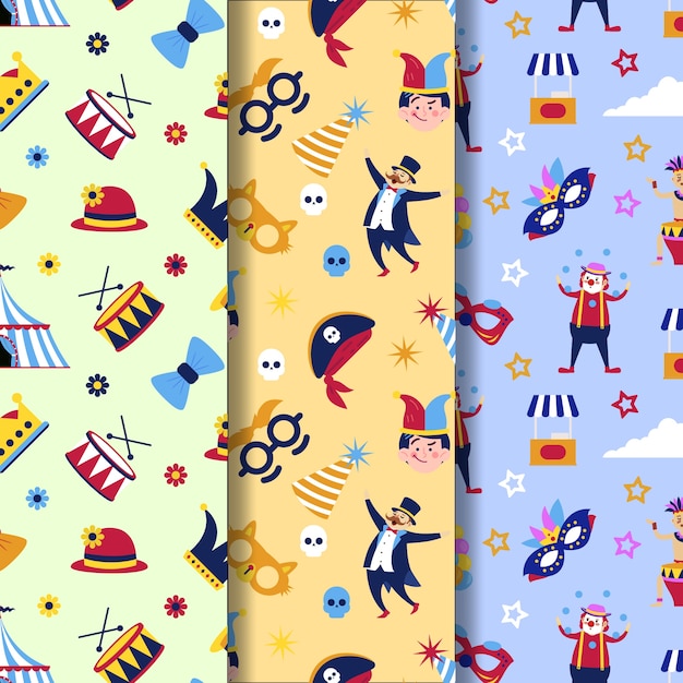 Flat carnival patterns collection