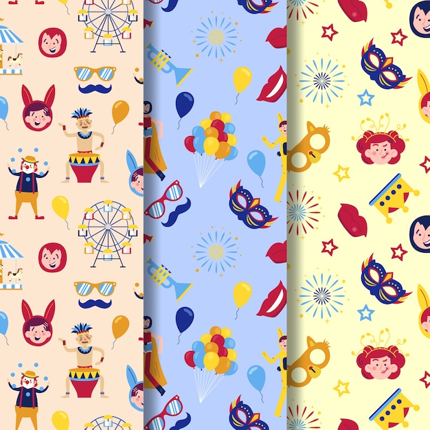 Flat carnival patterns collection