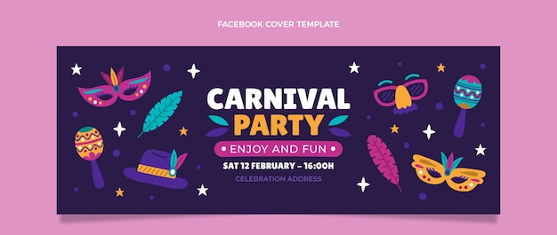 Flat carnival social media cover template