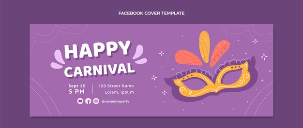 Flat carnival social media cover template