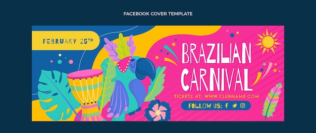 Flat carnival social media cover template