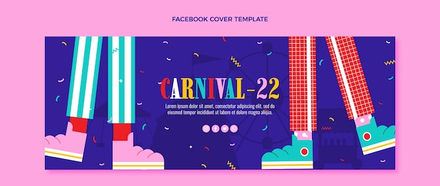 Flat carnival social media cover template