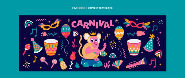 Flat carnival social media cover template