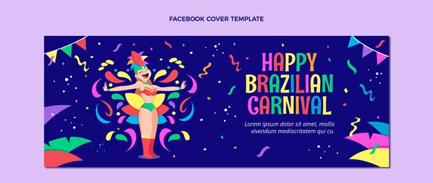 Flat carnival social media cover template