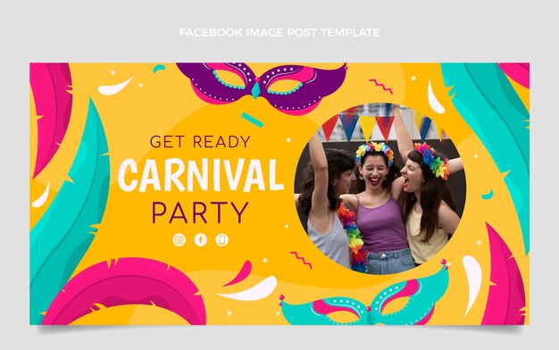 Flat carnival social media post template