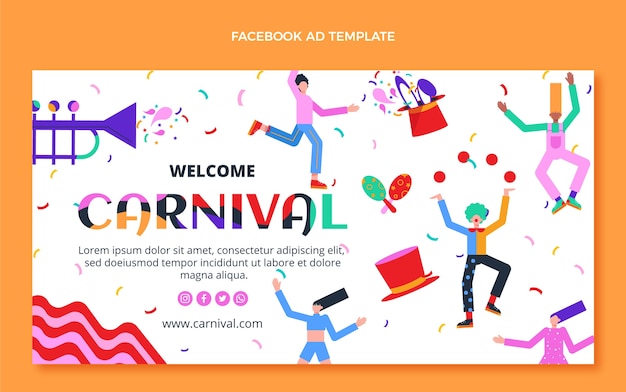 Flat carnival social media promo template