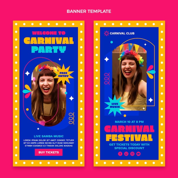 Flat carnival vertical banners set