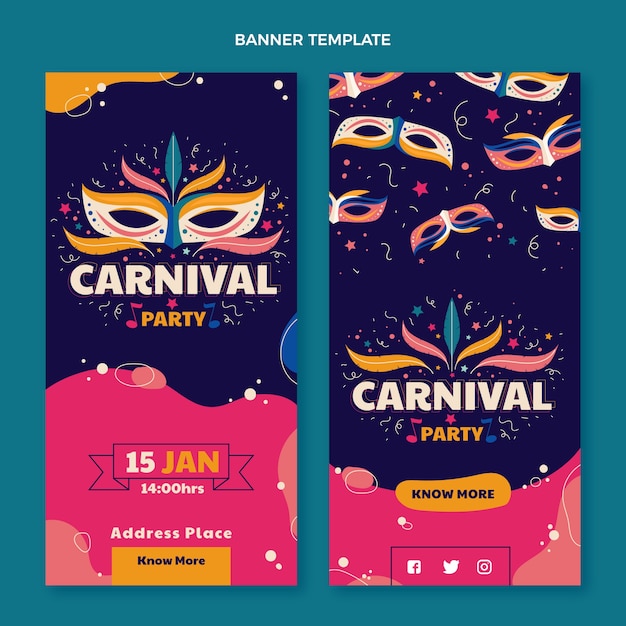 Flat carnival vertical banners set