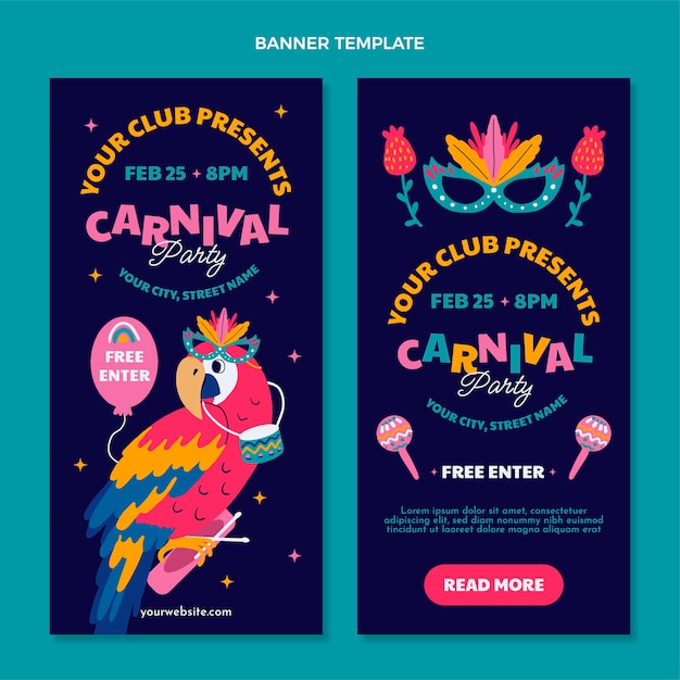 Flat carnival vertical banners set