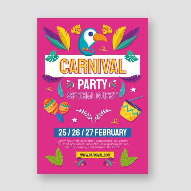 Flat carnival vertical poster template