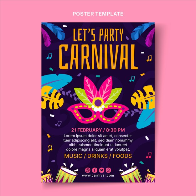 Flat carnival vertical poster template