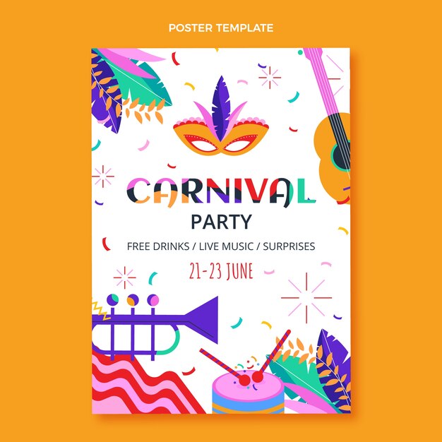 Flat carnival vertical poster template