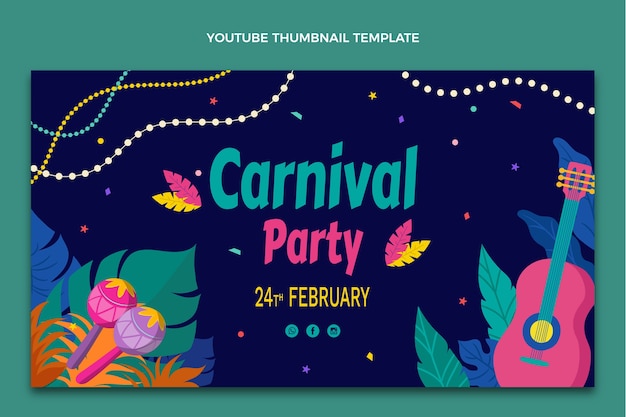 Free vector flat carnival youtube thumbnail