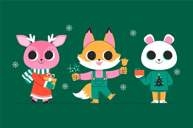 Flat cartoon characters illustration for christmas season celebration