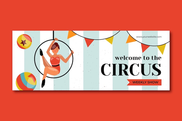 Free Vector flat cartoon circus social media cover template