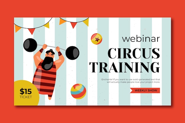 Free Vector flat cartoon circus webinar template