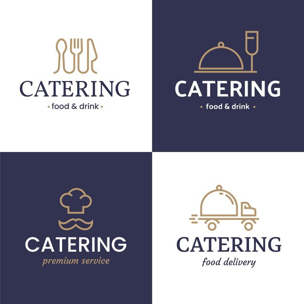 Flat catering logo template collection