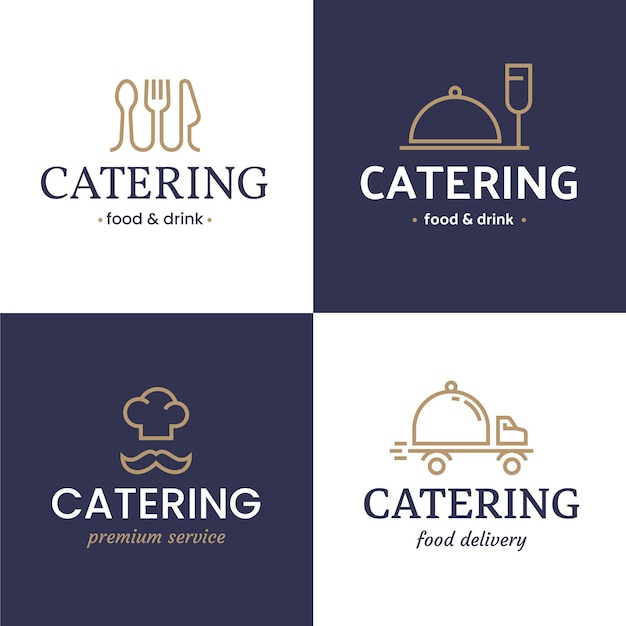 Flat catering logo template collection