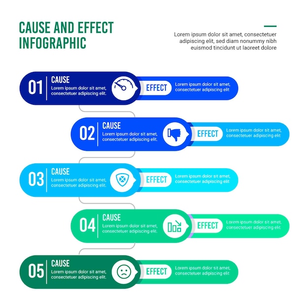 Flat cause and effect infographic