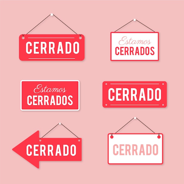 Free Vector flat 'cerrado' signboard collection