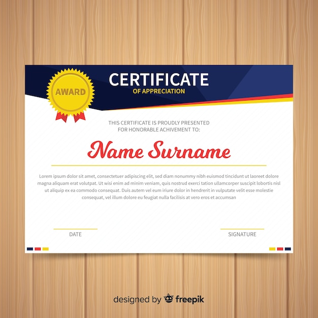 Flat certificate template