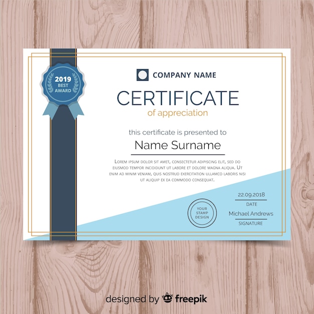 Free Vector flat certificate template