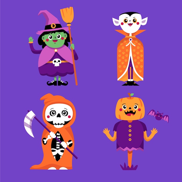 Free Vector flat characters illustration for halloween season celebration