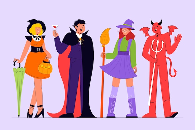 Flat characters illustration for halloween season