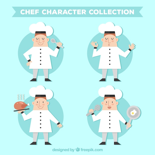 Free Vector flat chef character collection