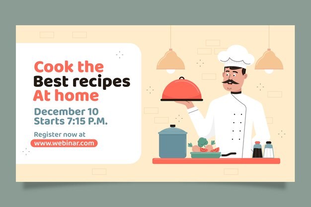 Flat chef horizontal webinar template