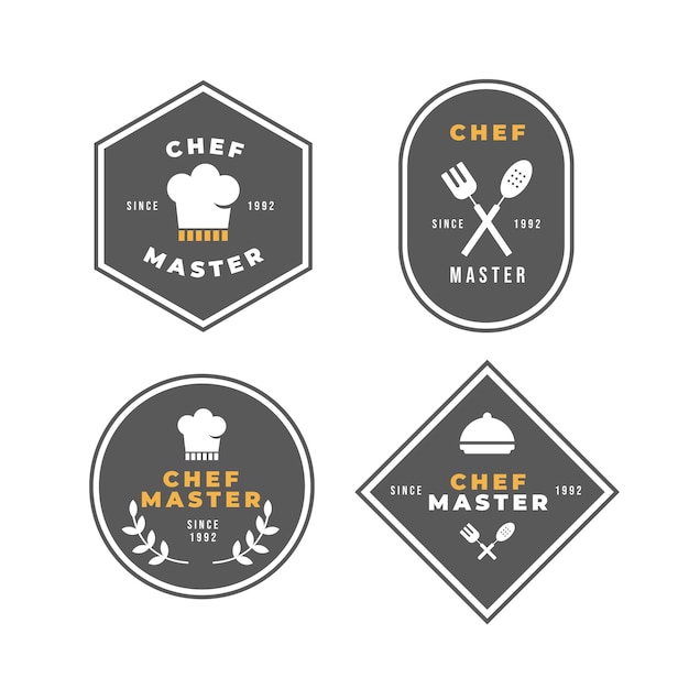 Flat chef logo collection