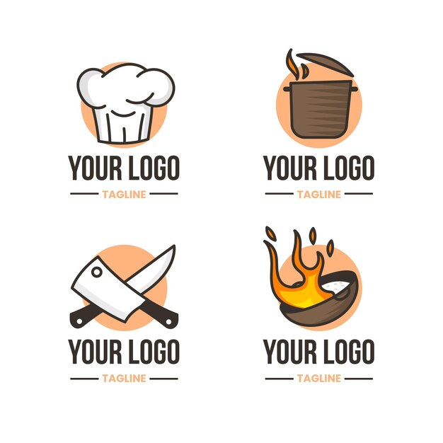 Flat chef logo collection