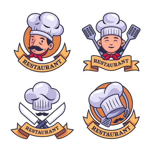 Flat chef logo collection