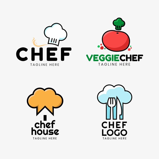 Flat chef logo collection