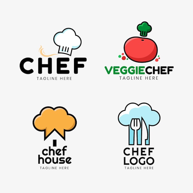 Flat chef logo collection