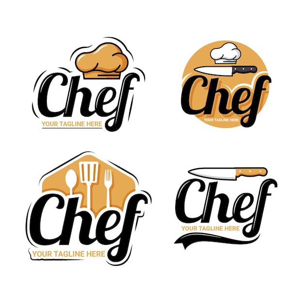 Free vector flat chef logo template collection