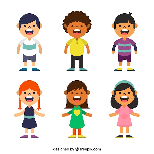 Free vector flat child character collection