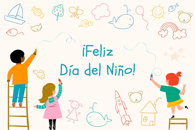 Free Vector flat children's day background in spanish